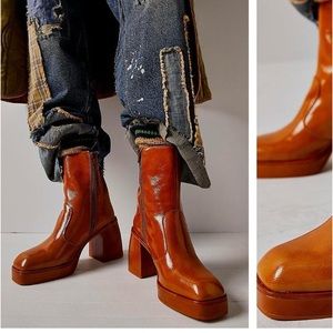 Free People Orange Ankle Boots